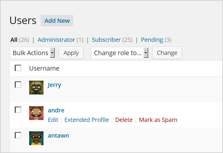 Spam User Management