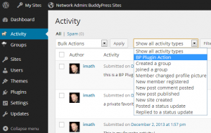 BP Plugin Action filter in Activity Administration screen