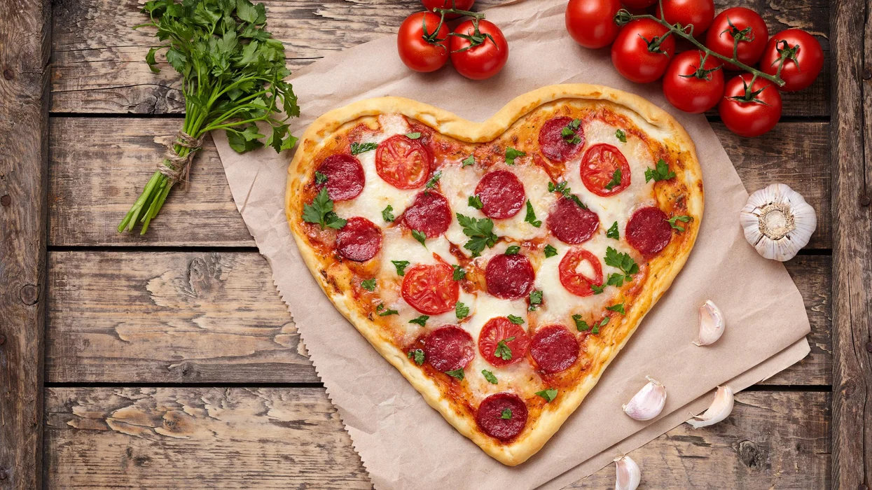Valentine's Day specific pizza cooked by La Pino'z Pizza Indore restaurant