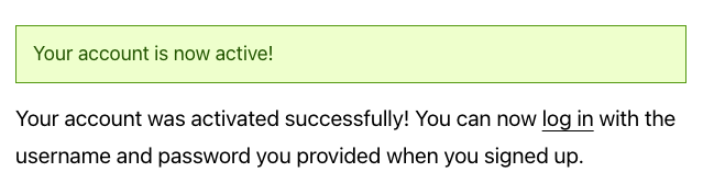 The success message received after accepting an invitation.