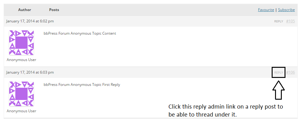 reply threading reply admin link